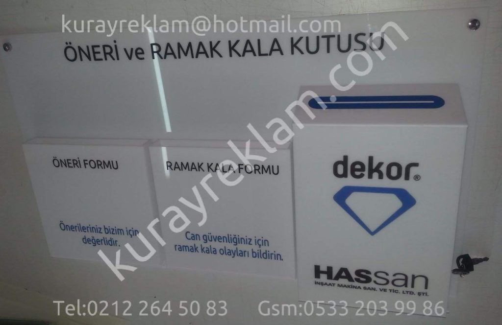 Ramak kala kutusu imalatı logolu yazı rampalı yazma alanı