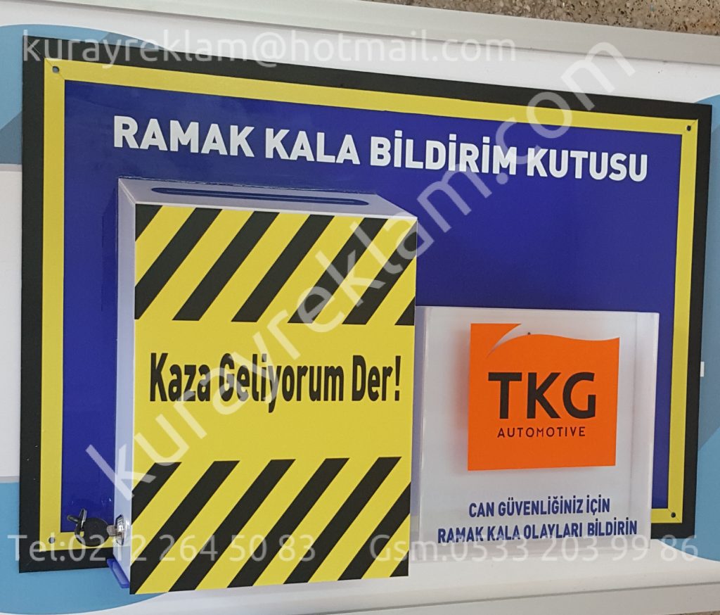 Ramak kala kutusu imalatı logolu yazı rampalı yazma alanı