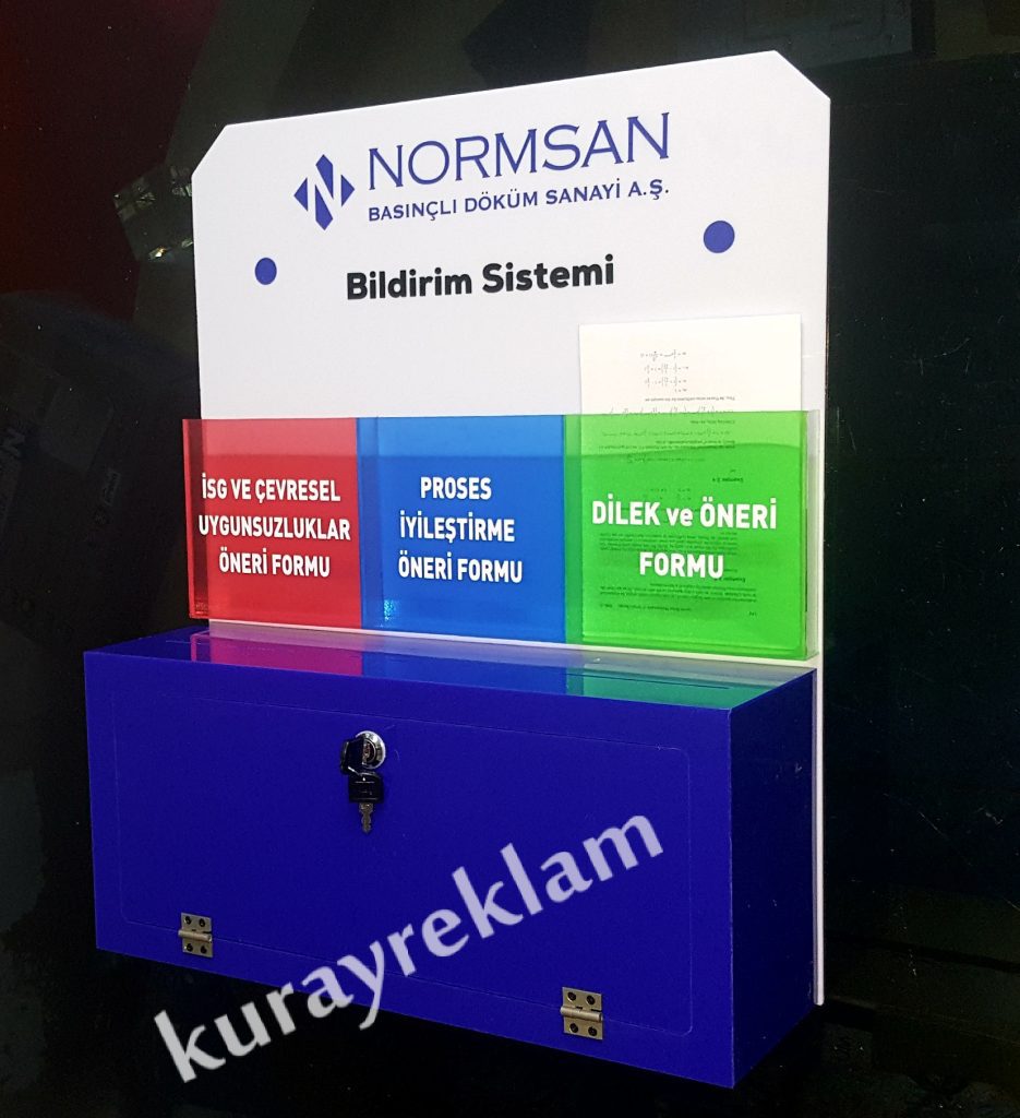Ramak kala kutusu imalatı logolu yazı rampalı yazma alanı