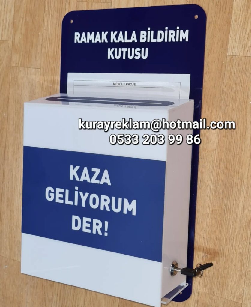 Ramak kala kutusu imalatı logolu yazı rampalı yazma alanı
