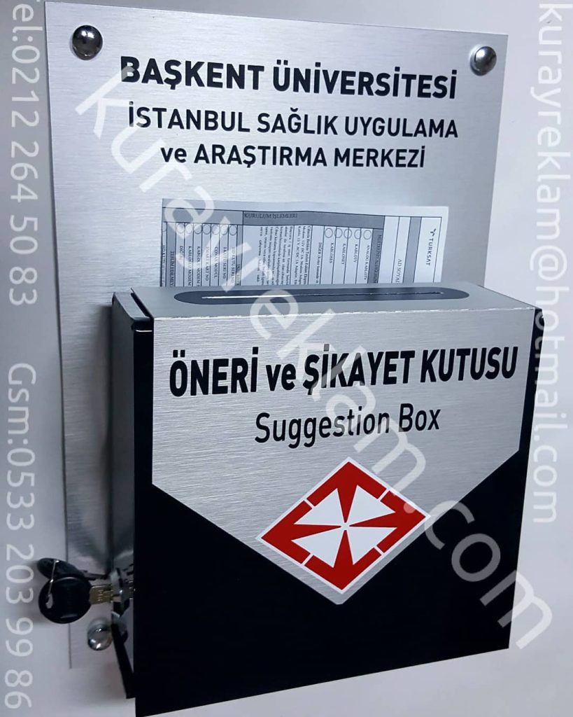 gorus-oneri-sikayet-dilek-kutusu-seffaf-renkli-logolu-kilitli-hastane-fabrika-otel-okul-apartman-site-bina