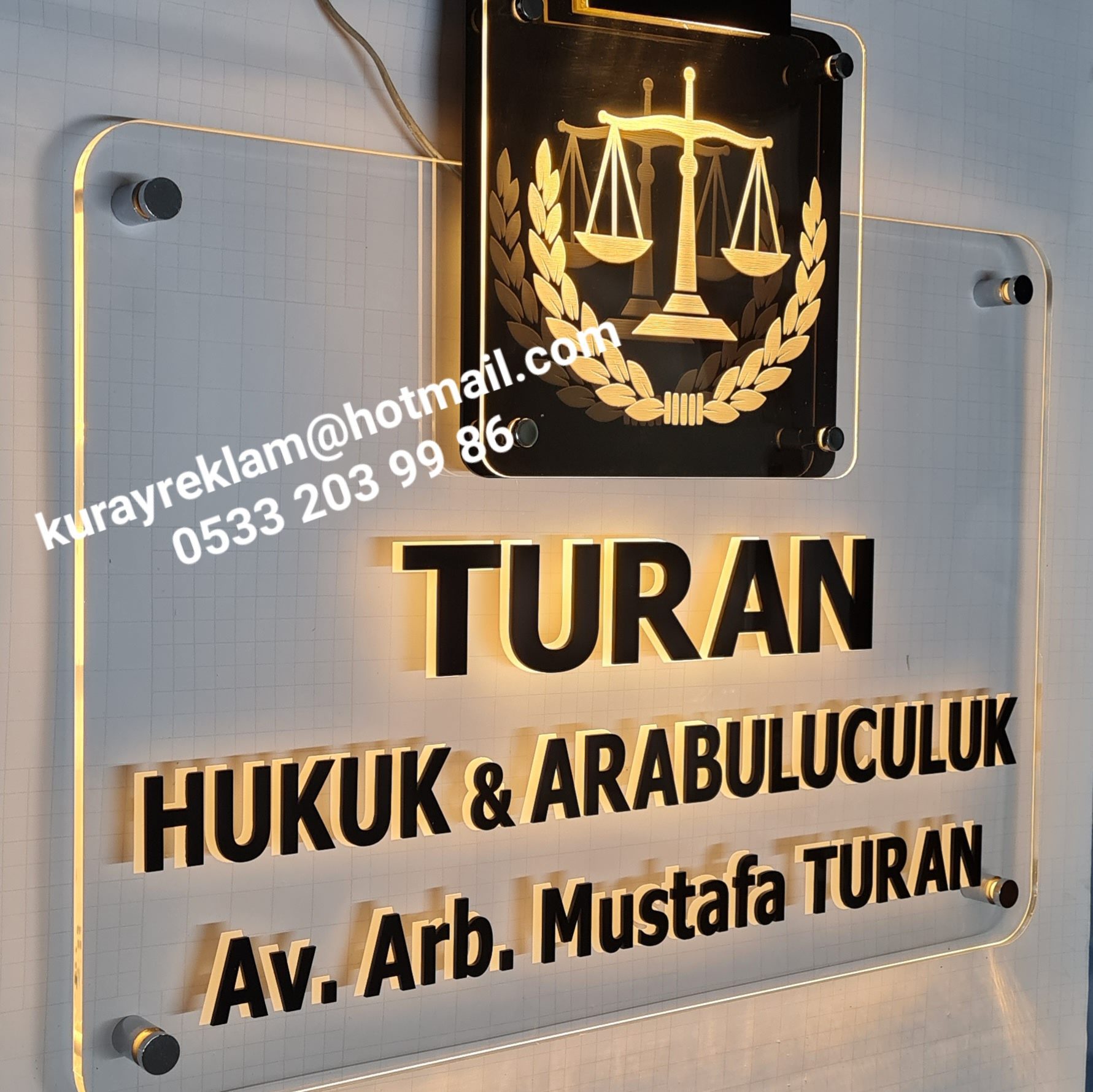 avukat tabelası arabulucu law office sıgn isikli kapı tabelası